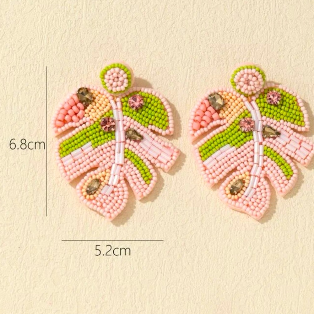 Bead earrings leaves